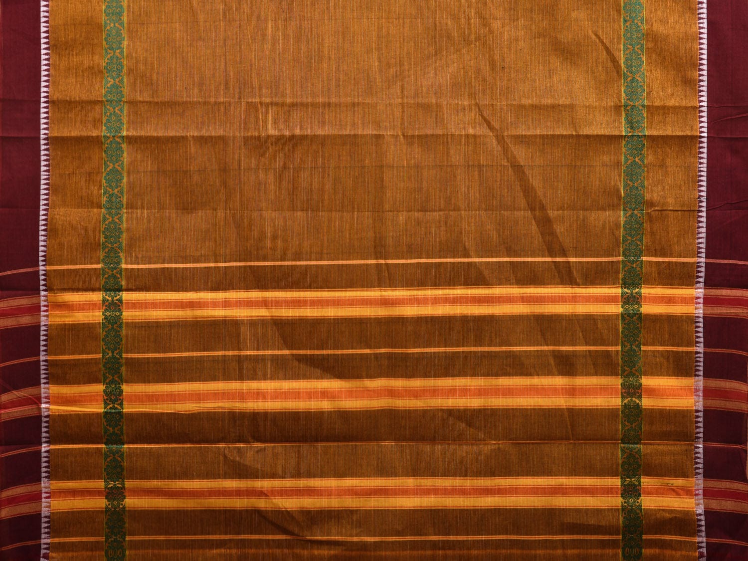 Dark Mustard Narayanpet Cotton Handloom Saree with Big Border Design No Blouse np0922