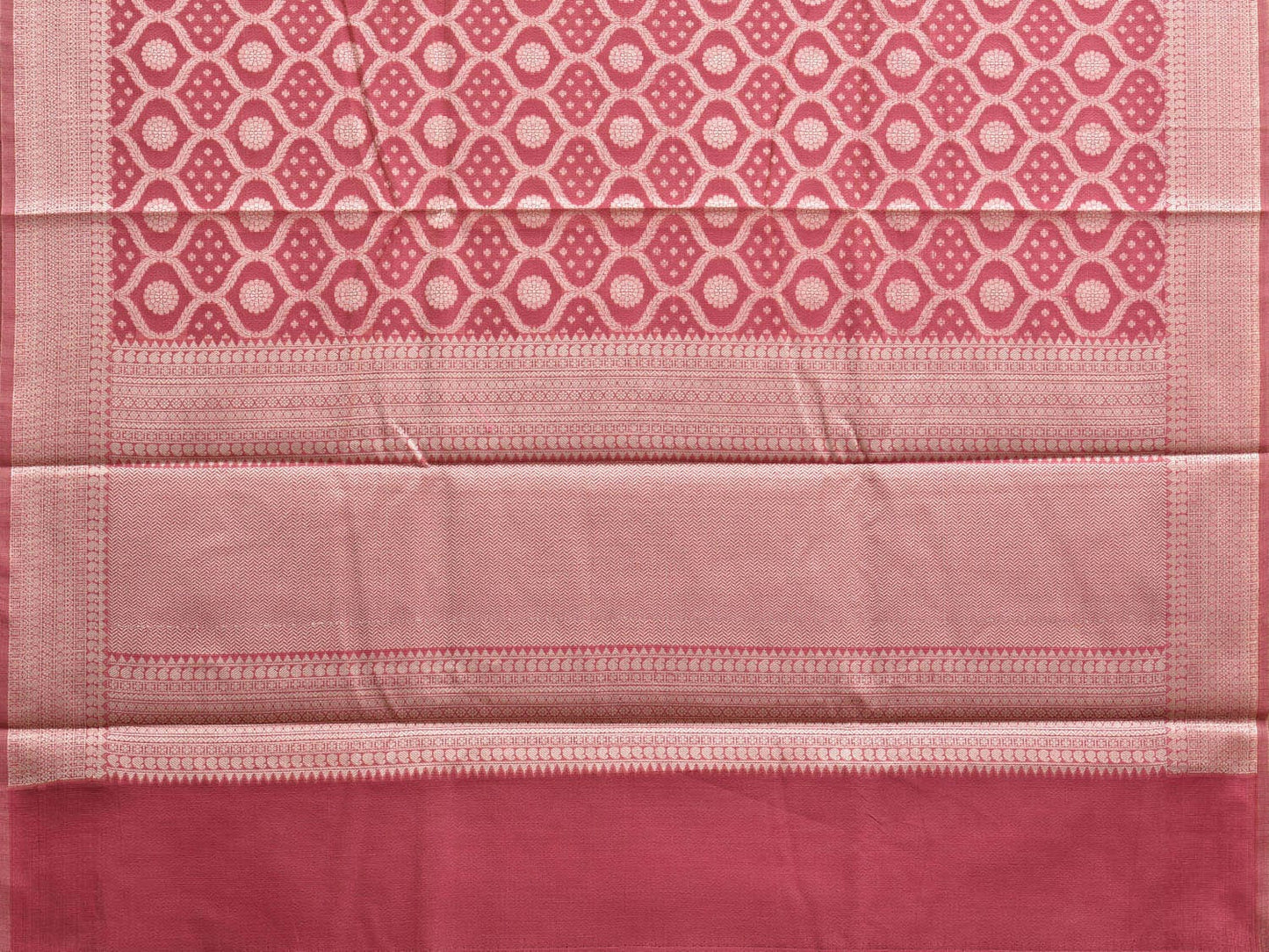 Dark Pink Dhakai Jamdani Cotton Viscose Saree with All Over Grill Design dj0072