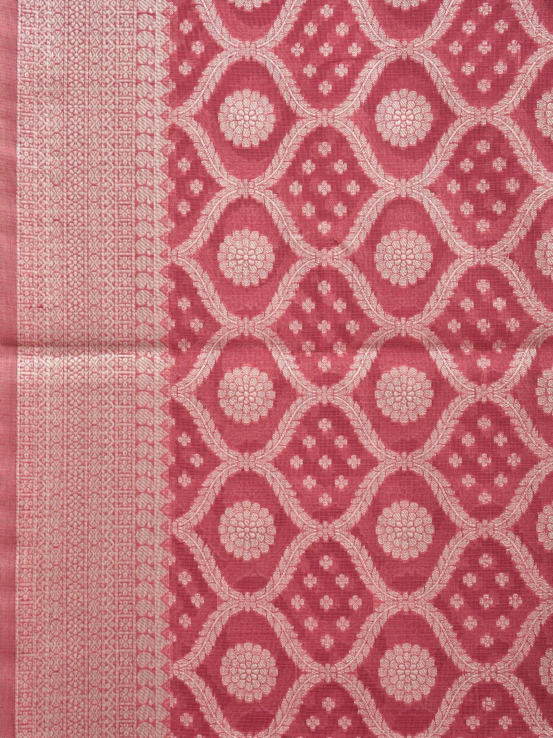 Dark Pink Dhakai Jamdani Cotton Viscose Saree with All Over Grill Design dj0072