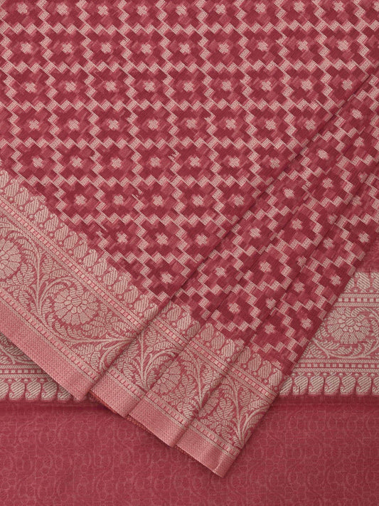 Dark Pink Dhakai Jamdani Cotton Viscose Saree with Grill and Mango Pallu Design dj0078