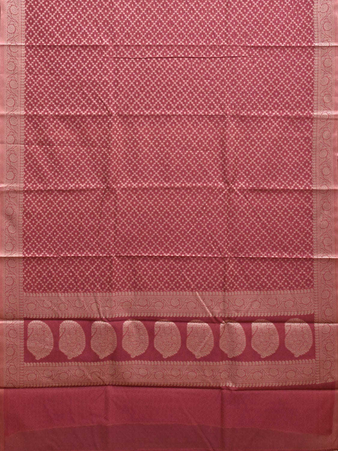 Dark Pink Dhakai Jamdani Cotton Viscose Saree with Grill and Mango Pallu Design dj0078