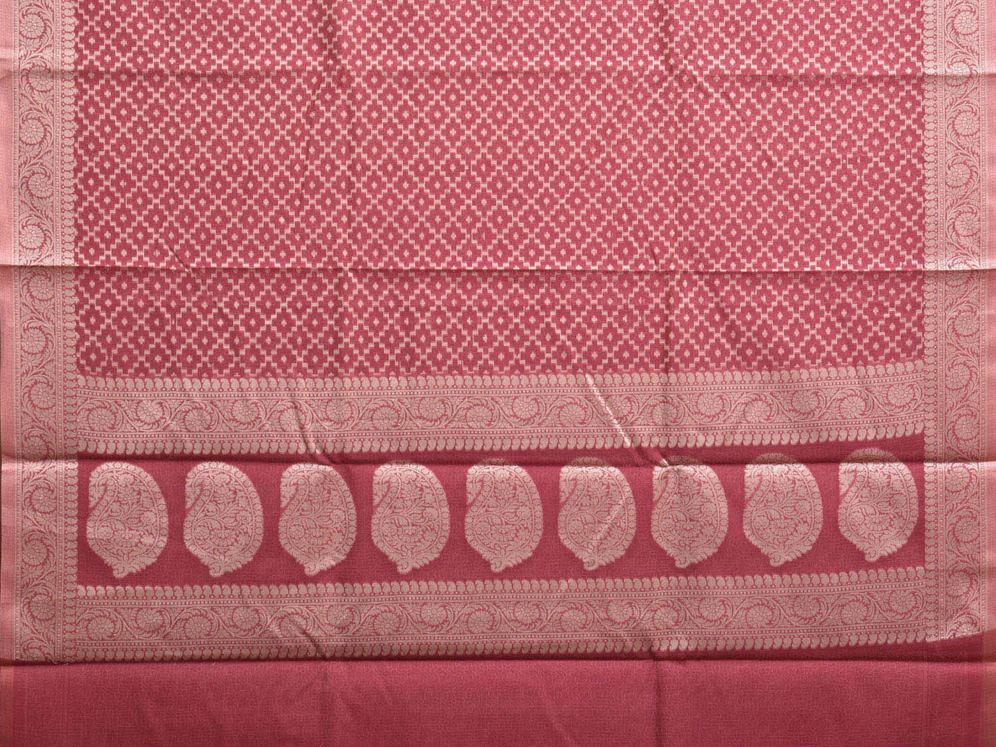 Dark Pink Dhakai Jamdani Cotton Viscose Saree with Grill and Mango Pallu Design dj0078