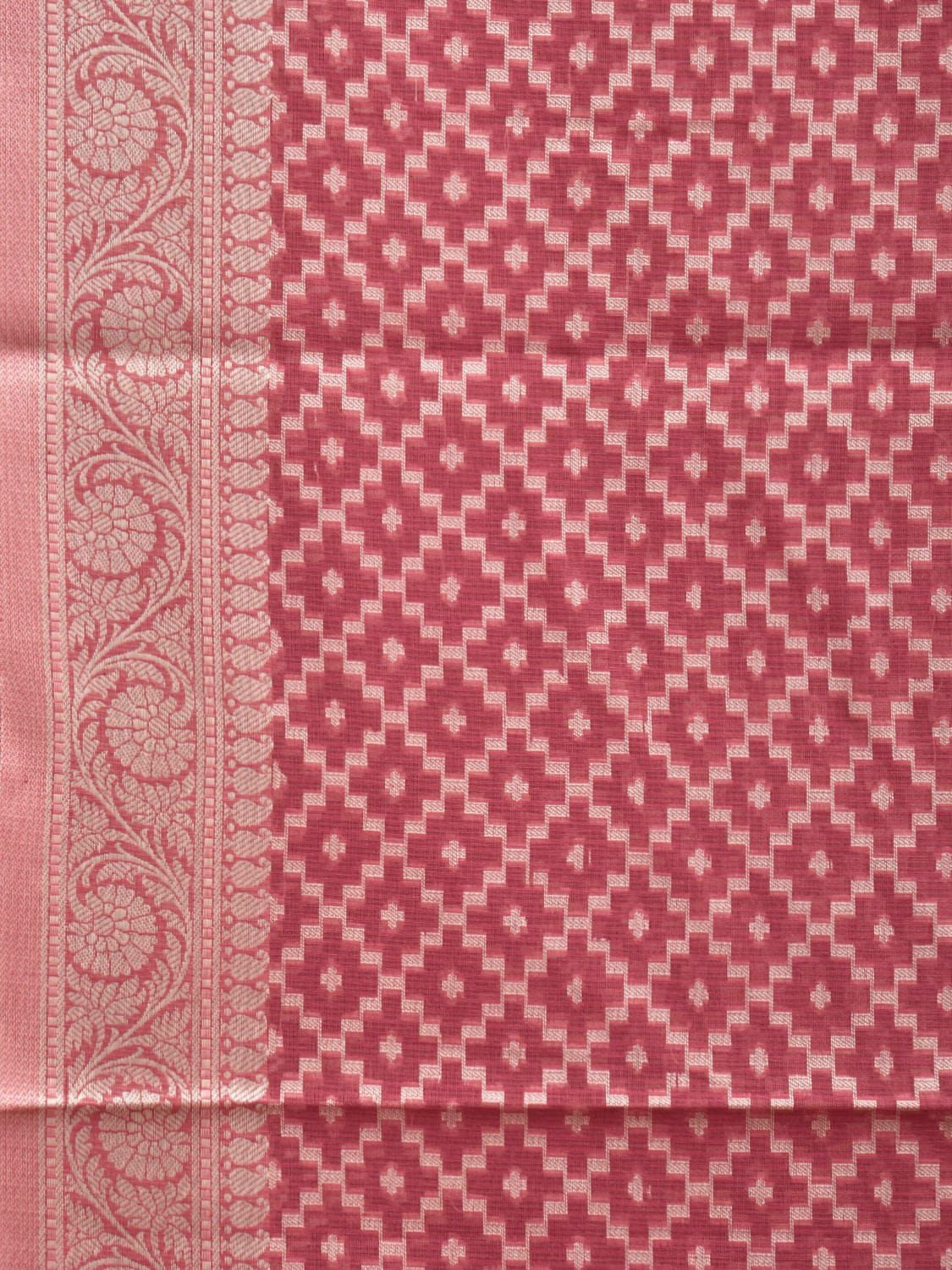 Dark Pink Dhakai Jamdani Cotton Viscose Saree with Grill and Mango Pallu Design dj0078