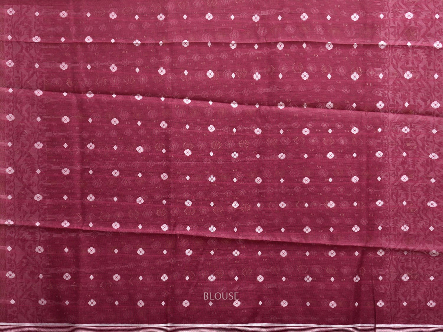 Dark Pink Dhakai Jamdani Cotton Viscose Saree with Pallu and Border Design dj0092
