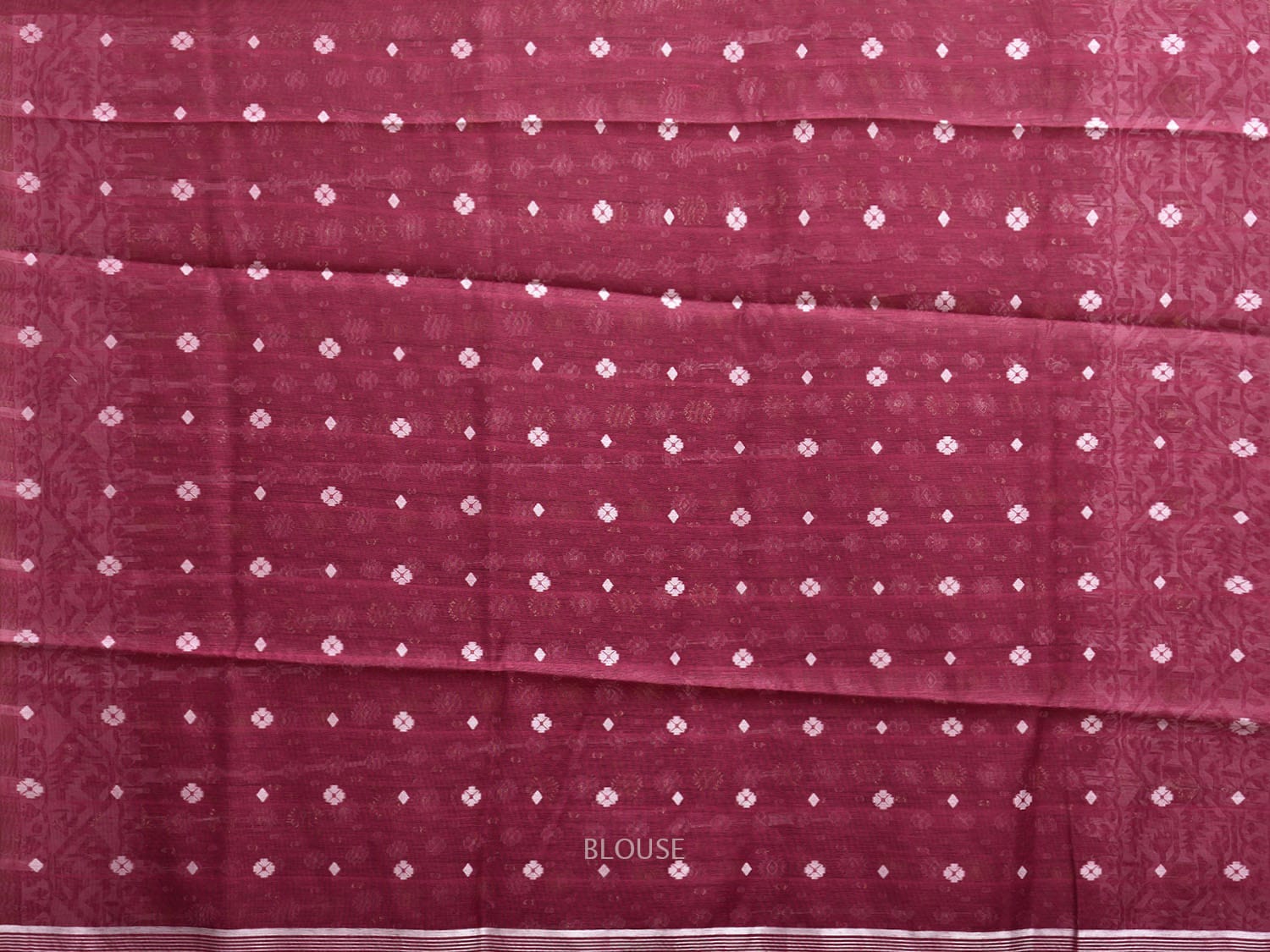 Dark Pink Dhakai Jamdani Cotton Viscose Saree with Pallu and Border Design dj0092