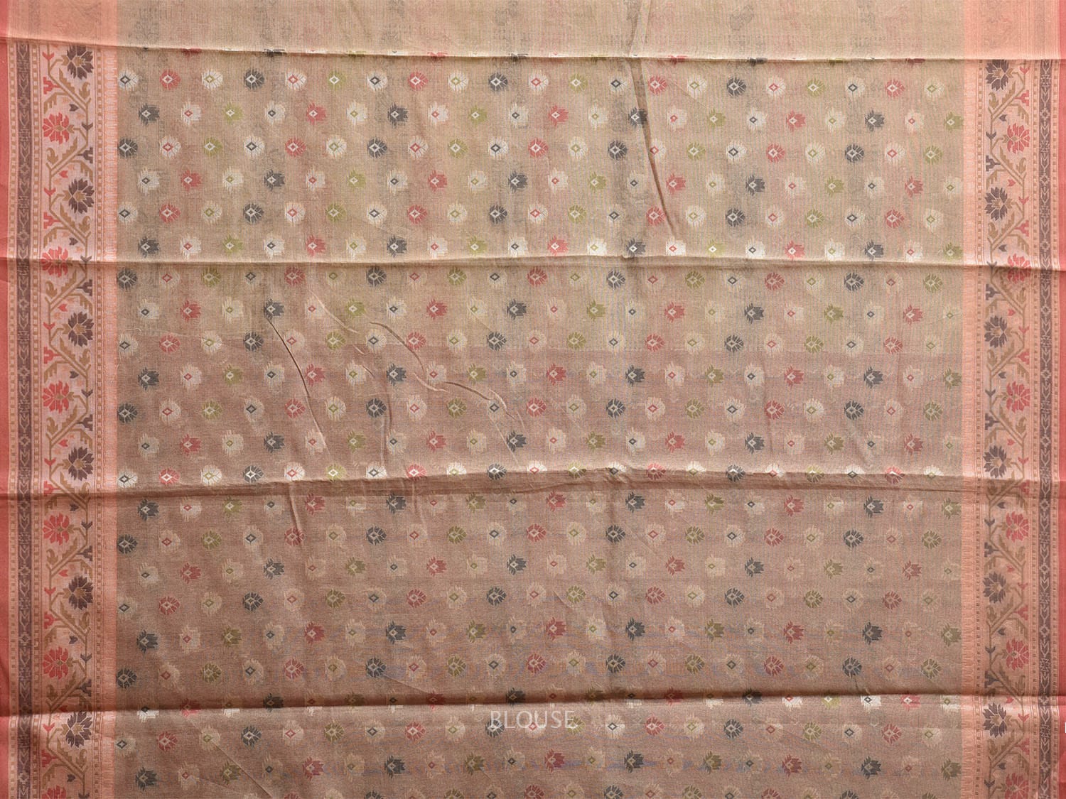 Dark Red and Cream Dhakai Jamdani Cotton Viscose Saree with Buta and Border Design dj0091