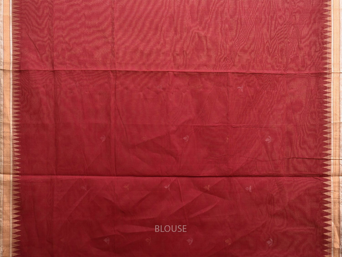 Dark Red Khadi Cotton Handloom Saree with Floral Pallu Design kh0694