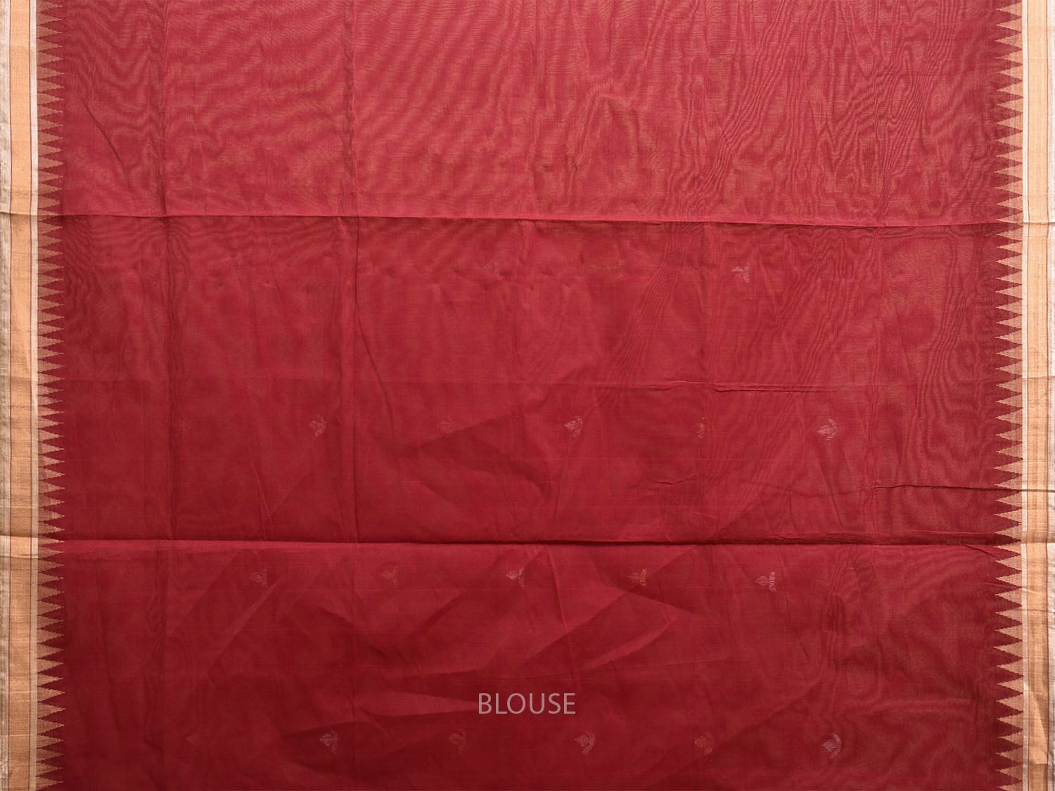 Dark Red Khadi Cotton Handloom Saree with Floral Pallu Design kh0694