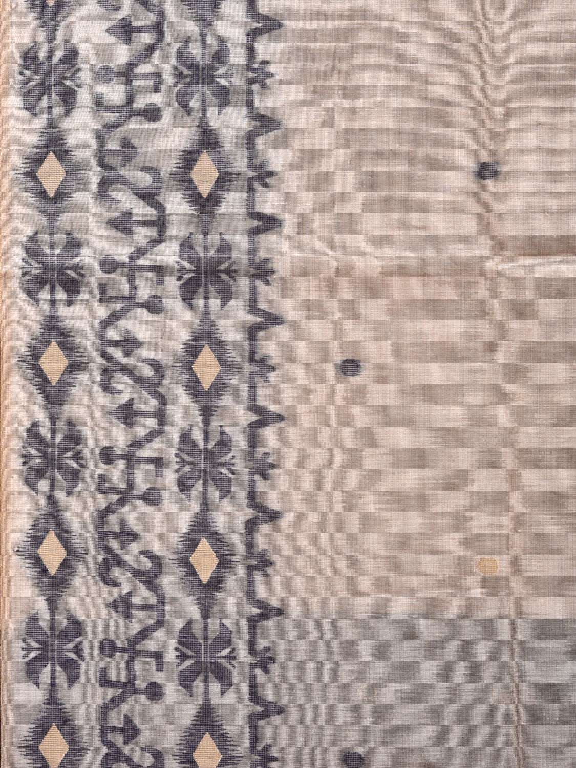 Cream Dhakai Jamdani Cotton Viscose Saree with Border and Pallu Design dj0001