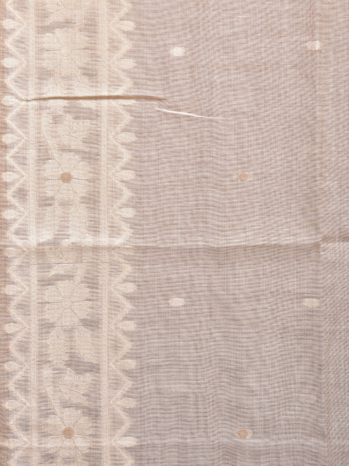 Cream Dhakai Jamdani Cotton Viscose Saree with Floral Border and Pallu Design dj0002