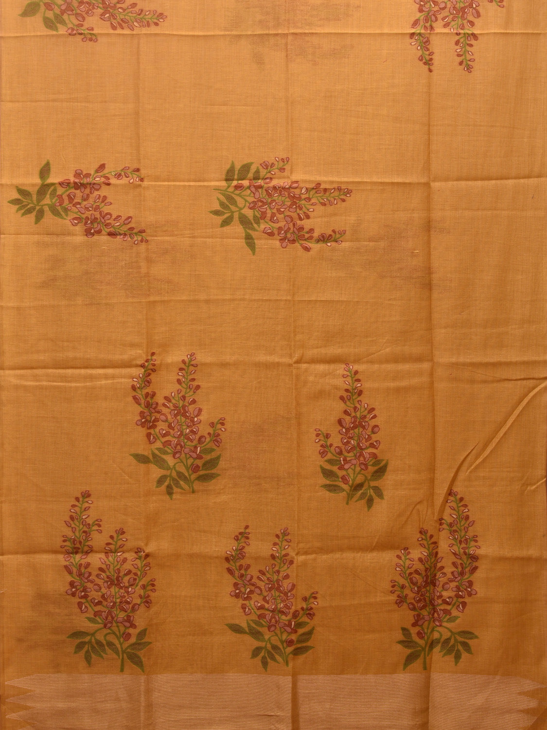 Orange Dhakai Jamdani Cotton Viscose Saree with Body and Pallu Plant Design dj0003