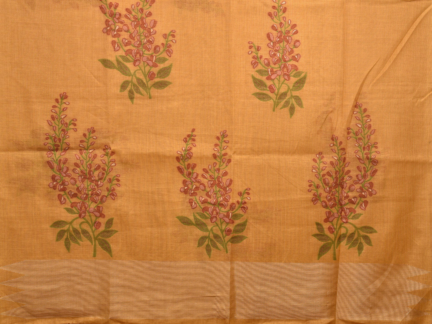 Orange Dhakai Jamdani Cotton Viscose Saree with Body and Pallu Plant Design dj0003