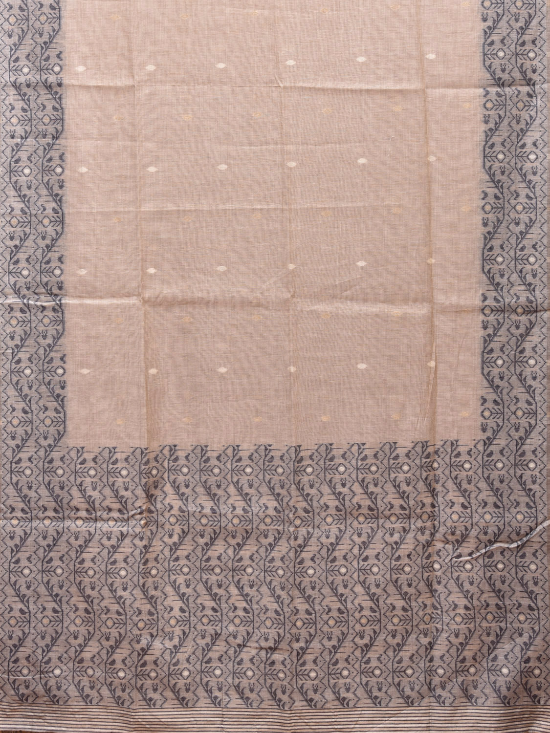 Cream Dhakai Jamdani Cotton Viscose Saree with Border and Pallu Design dj0004