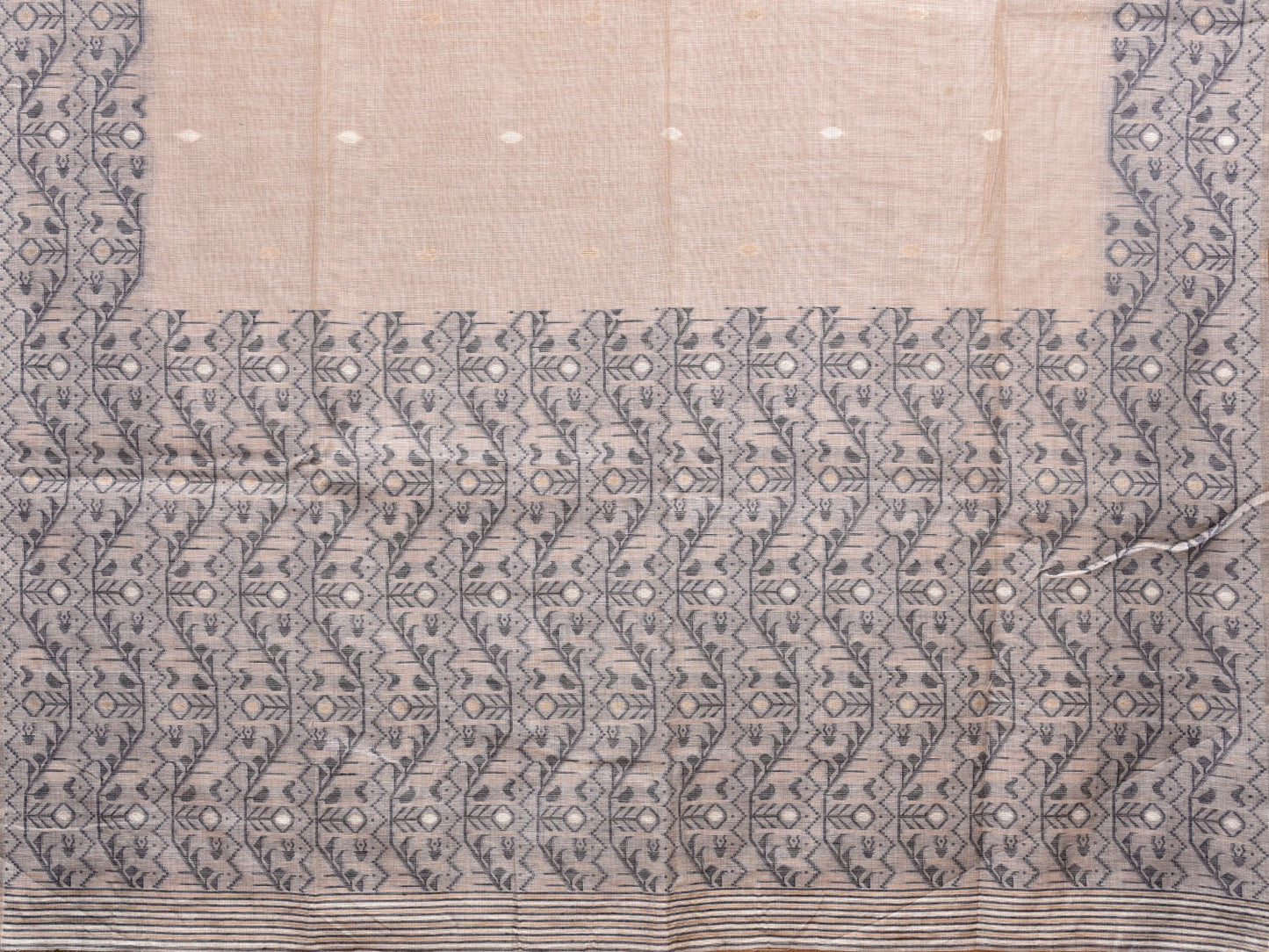 Cream Dhakai Jamdani Cotton Viscose Saree with Border and Pallu Design dj0004