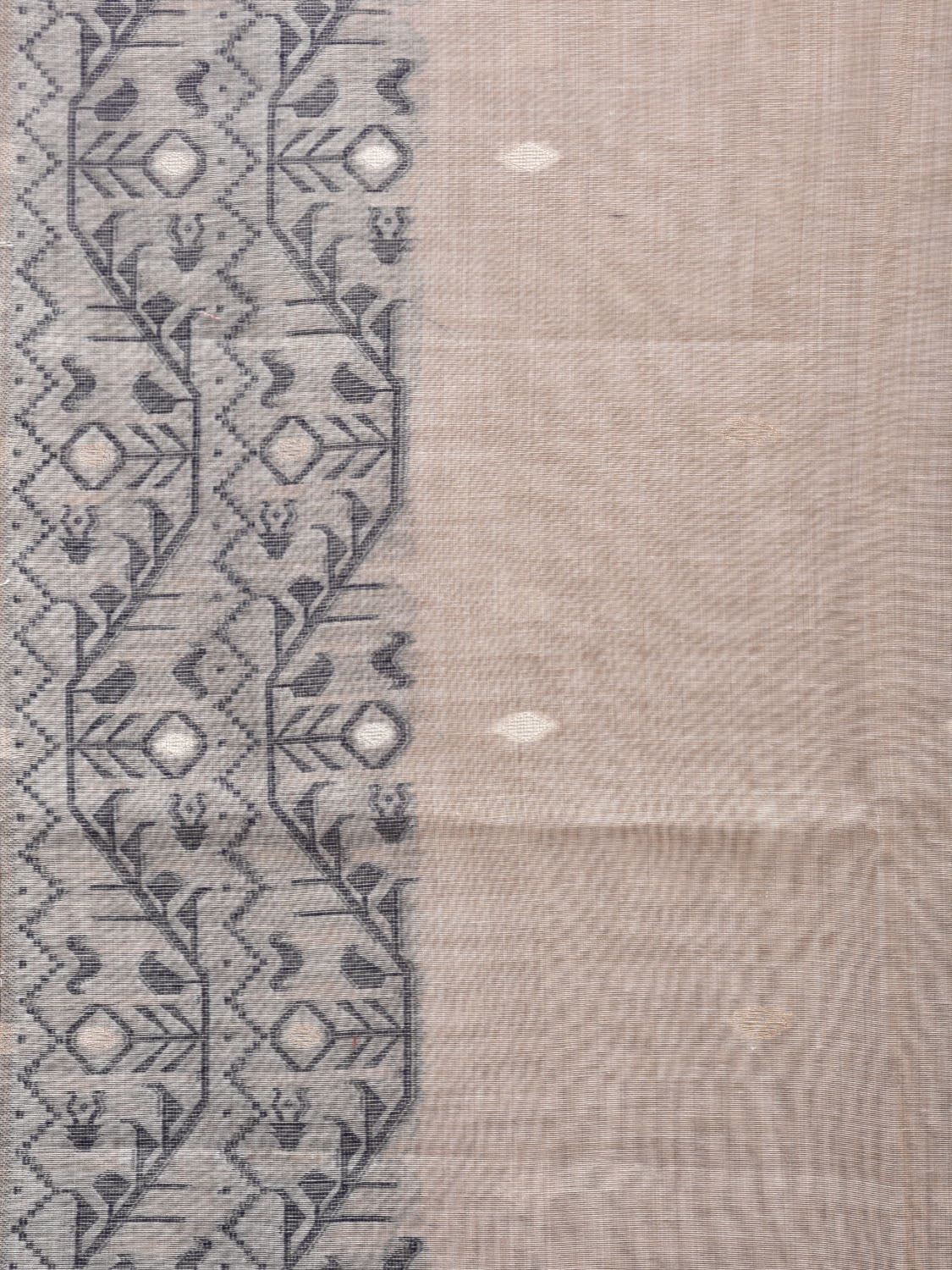 Cream Dhakai Jamdani Cotton Viscose Saree with Border and Pallu Design dj0004