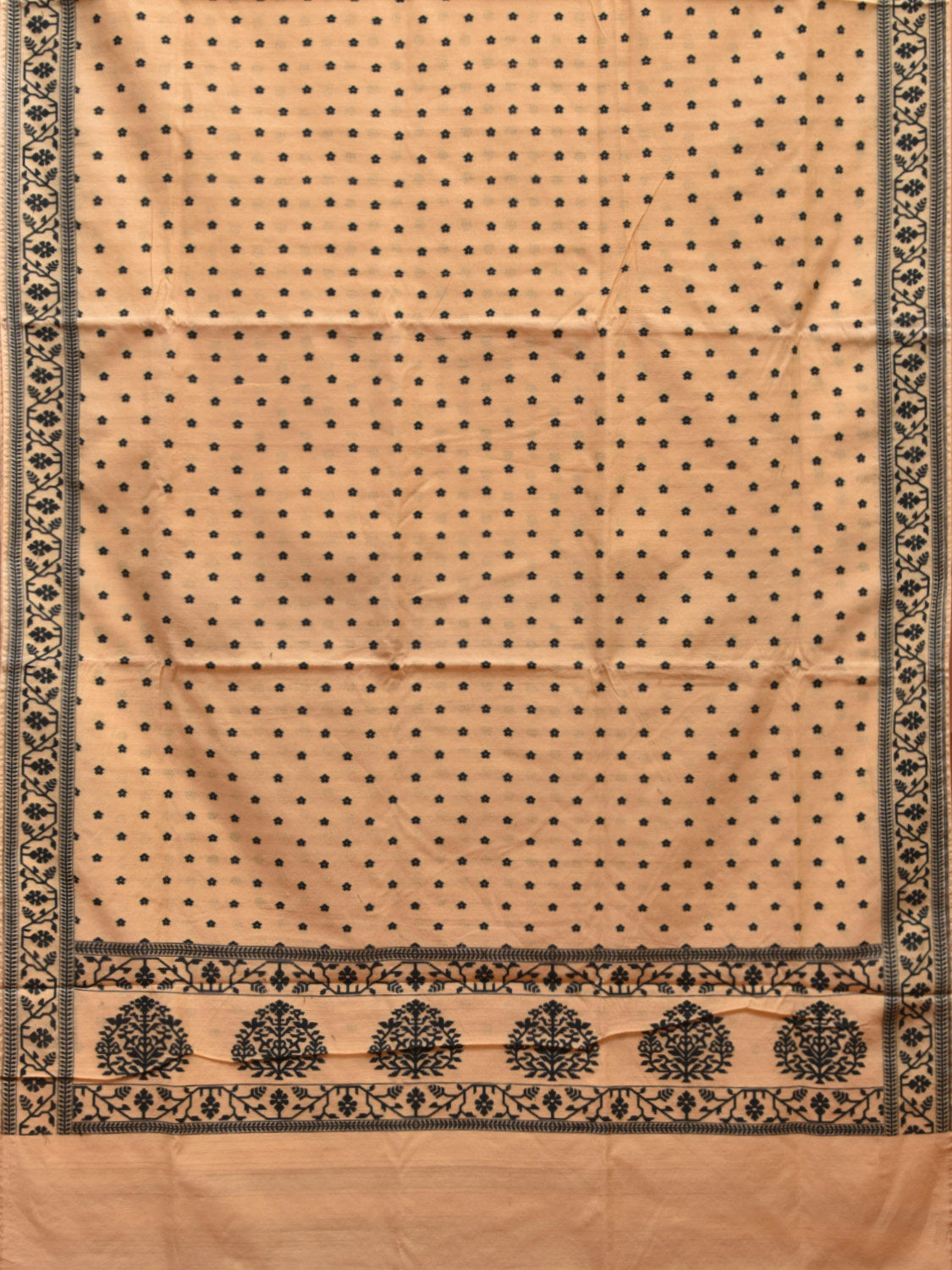 Light Yellow Dhakai Jamdani Cotton Saree with Border and Pallu Design dj0005