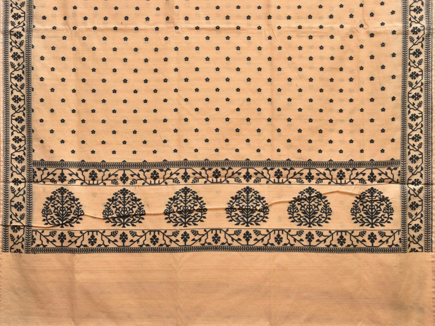 Light Yellow Dhakai Jamdani Cotton Saree with Border and Pallu Design dj0005