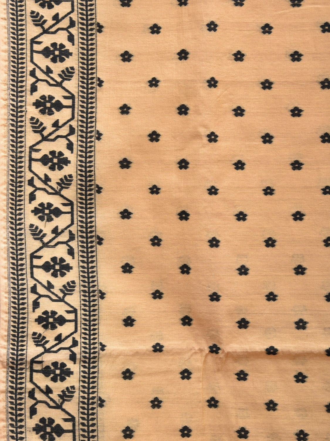 Light Yellow Dhakai Jamdani Cotton Saree with Border and Pallu Design dj0005