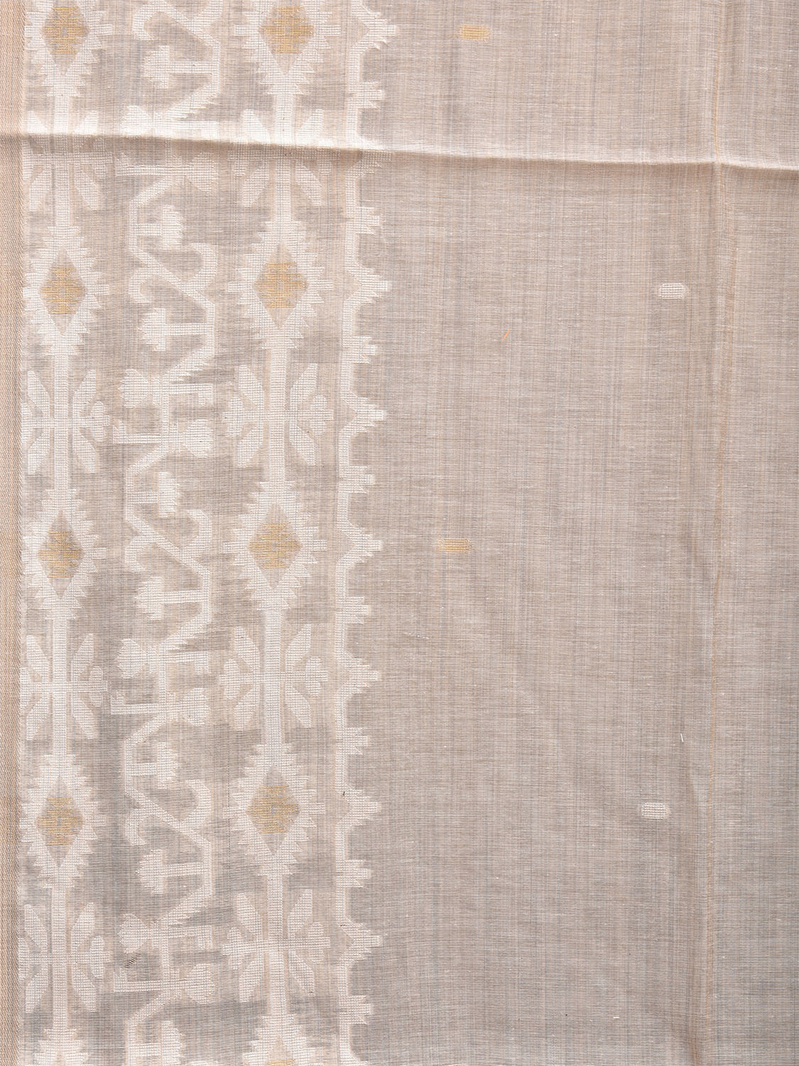 Cream and Light Blue Dhakai Jamdani Cotton Viscose Saree with Pallu and Border Design dj0009