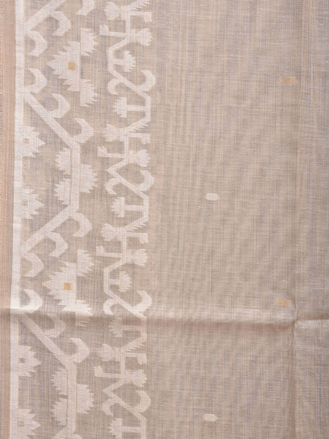 Cream and Rust Dhakai Jamdani Cotton Viscose Saree with Pallu and Border Design dj0011