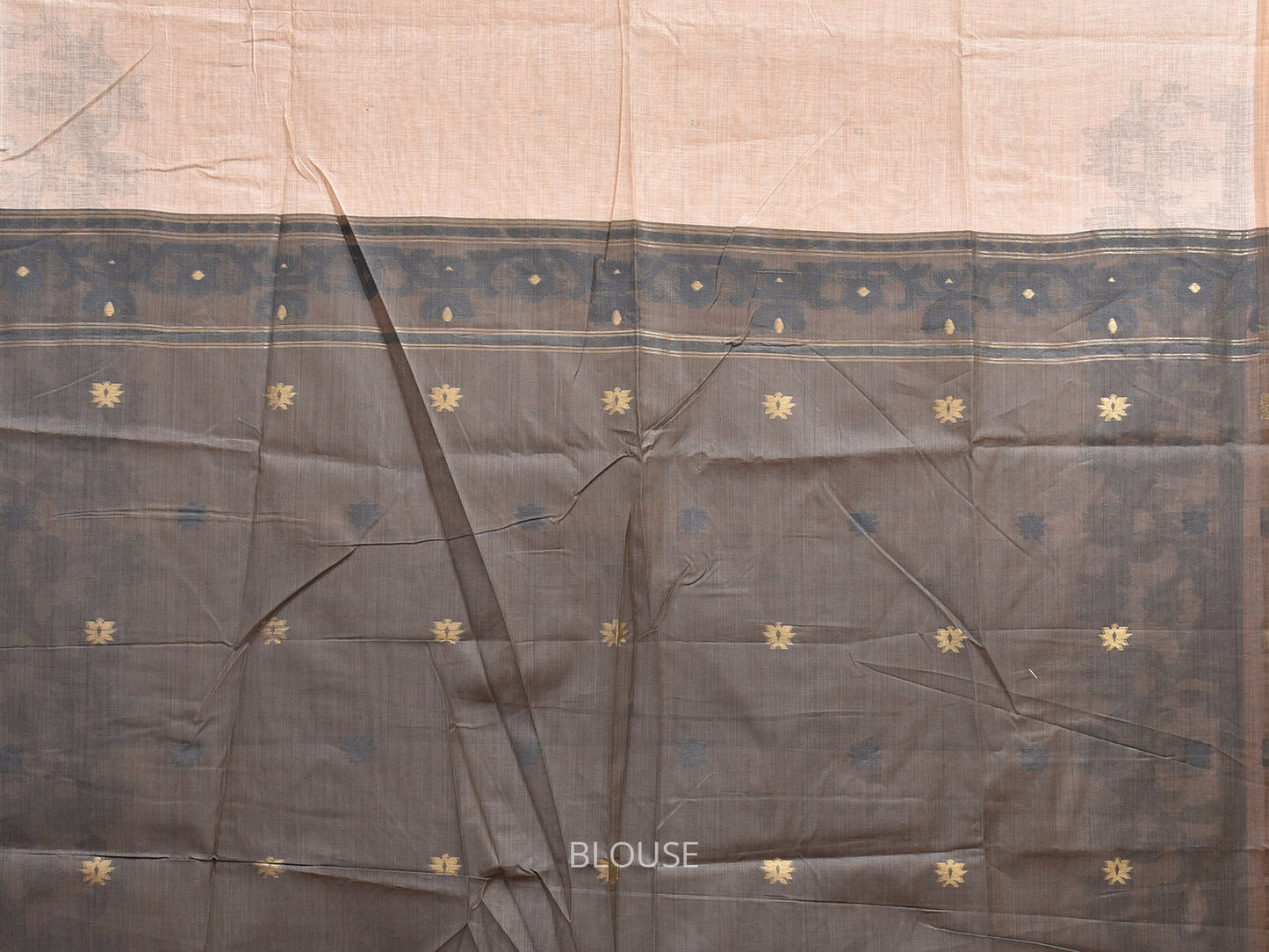 Cream Dhakai Jamdani Cotton Viscose Saree with Pallu and Border Design dj0013