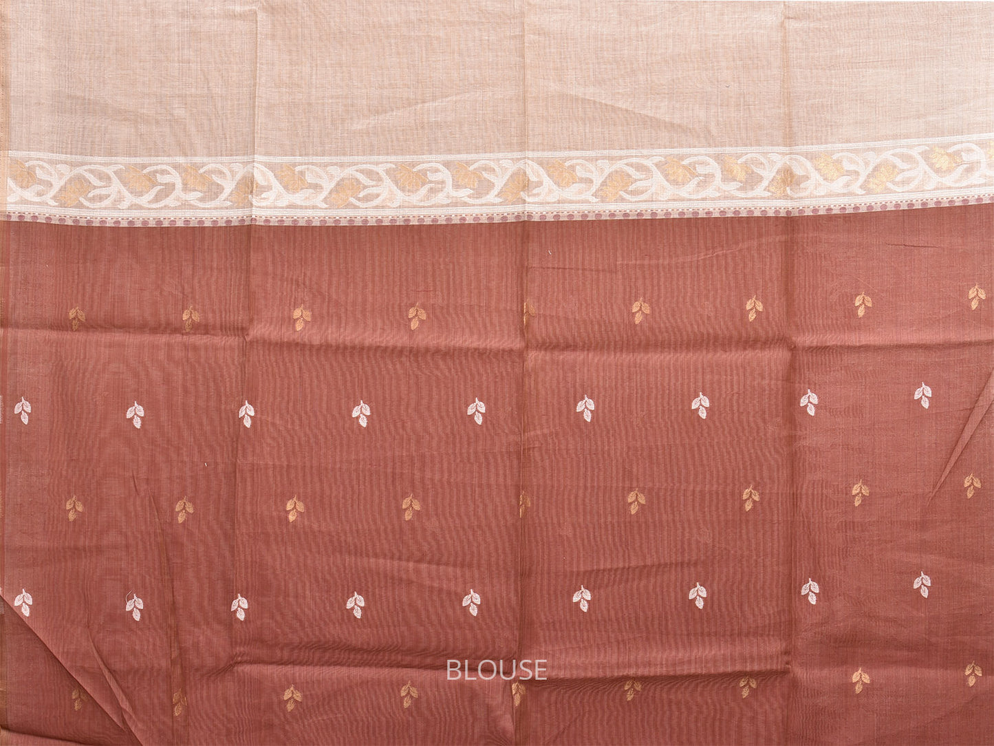 Cream Dhakai Jamdani Cotton Viscose Saree with Pallu and One Side Big Border Design dj0014