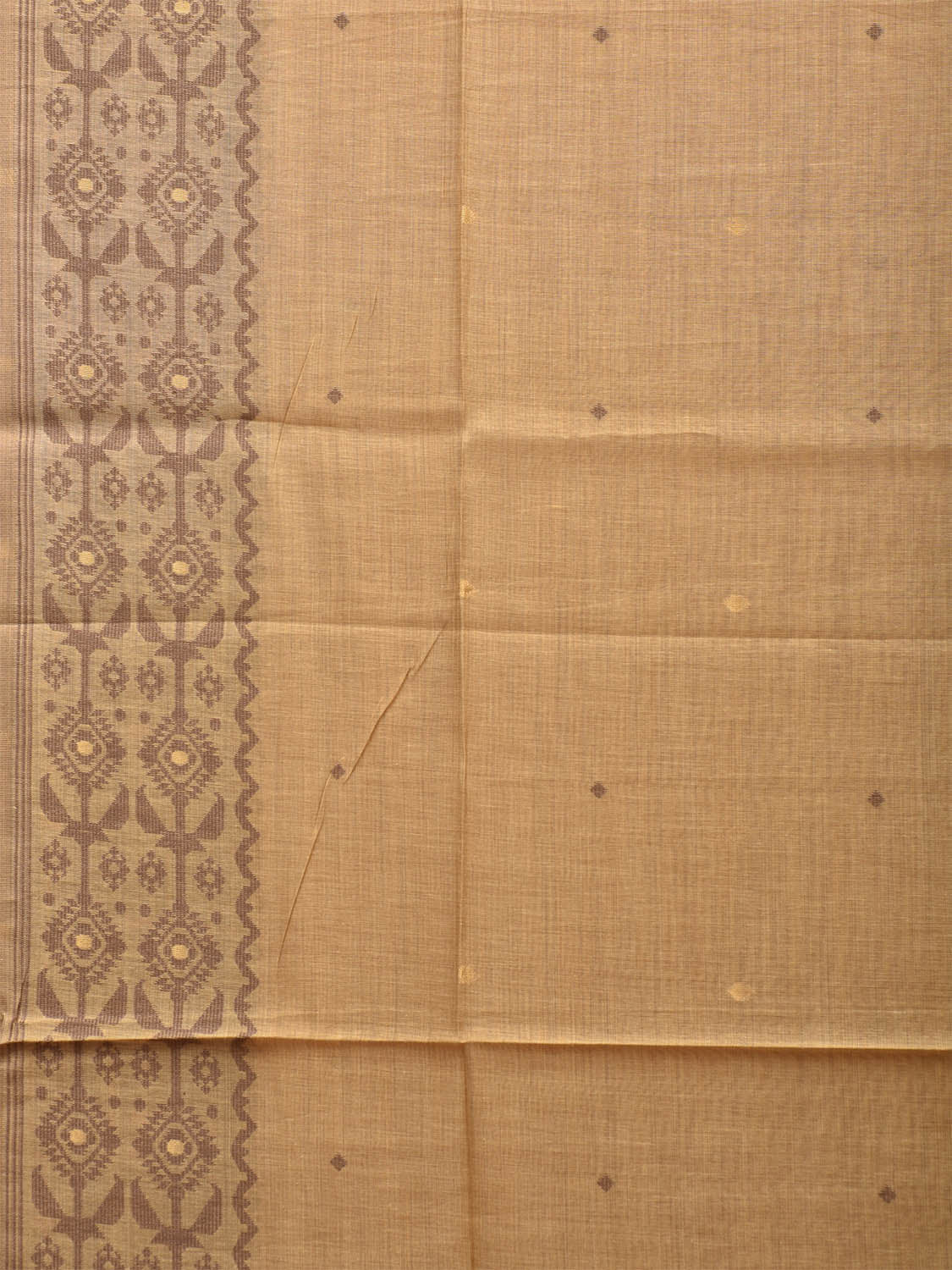 Fawn Dhakai Jamdani Cotton Viscose Saree with Pallu and Border Design dj0018