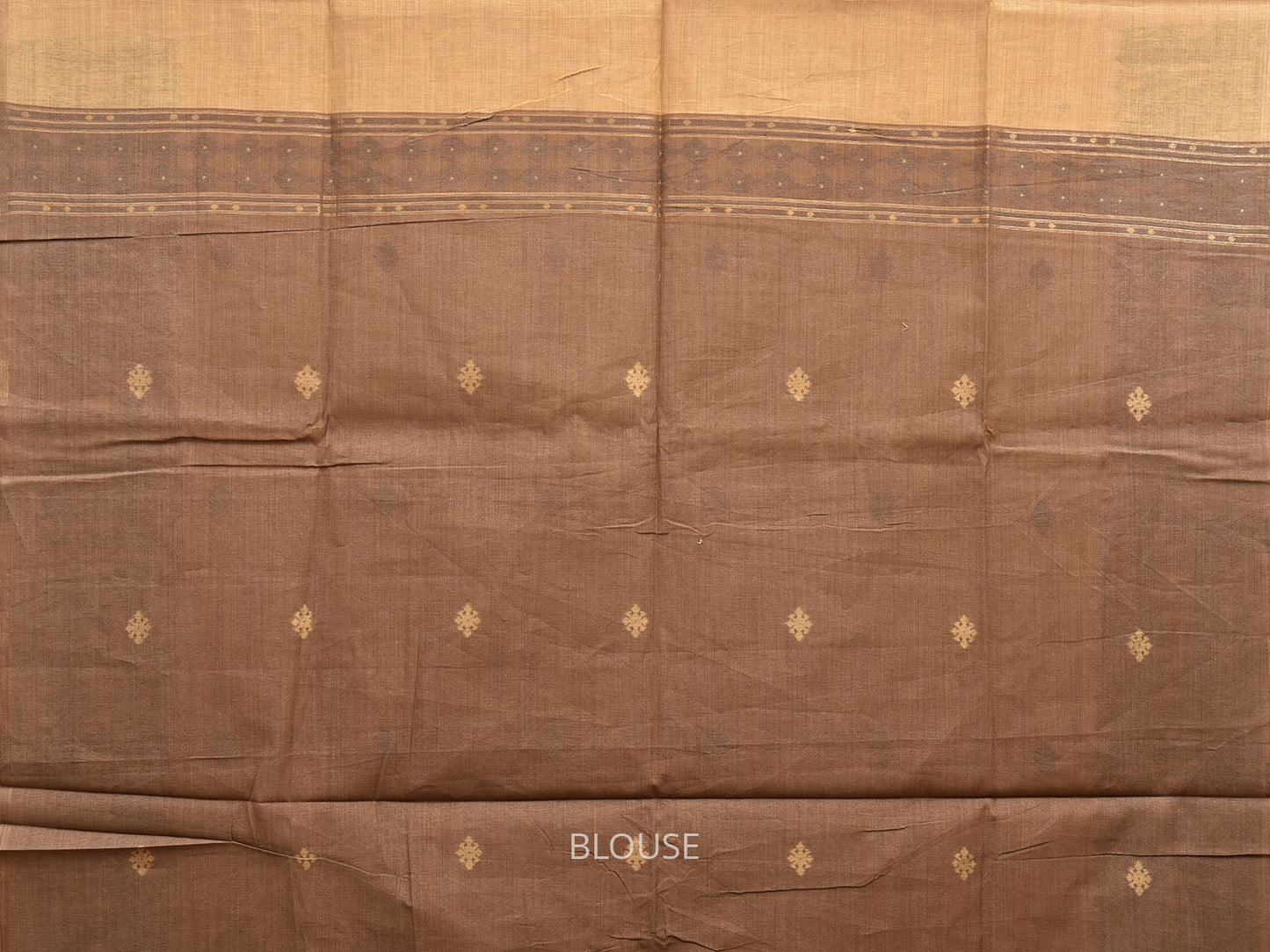 Fawn Dhakai Jamdani Cotton Viscose Saree with Pallu and Border Design dj0018