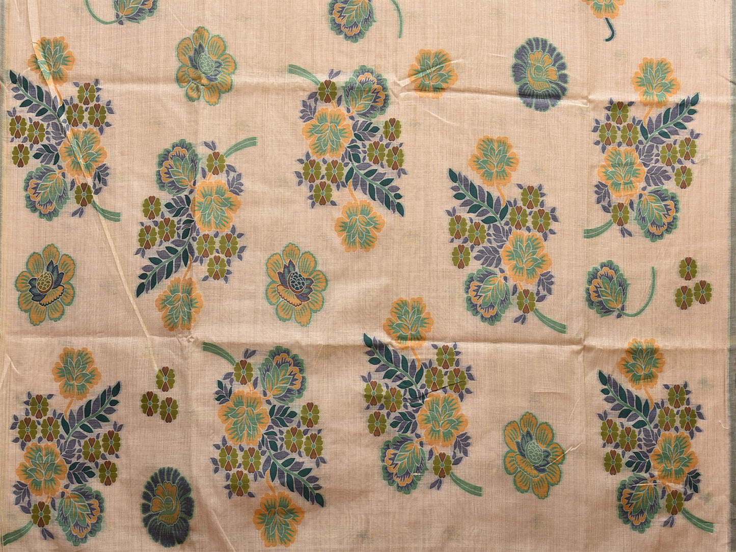 Cream Dhakai Jamdani Cotton Viscose Saree with Buta and Floral Pallu Design dj0019