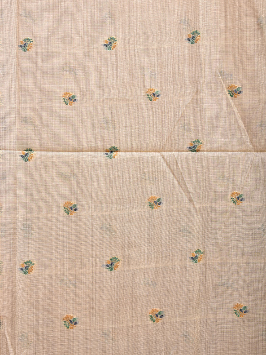 Cream Dhakai Jamdani Cotton Viscose Saree with Buta and Floral Pallu Design dj0019