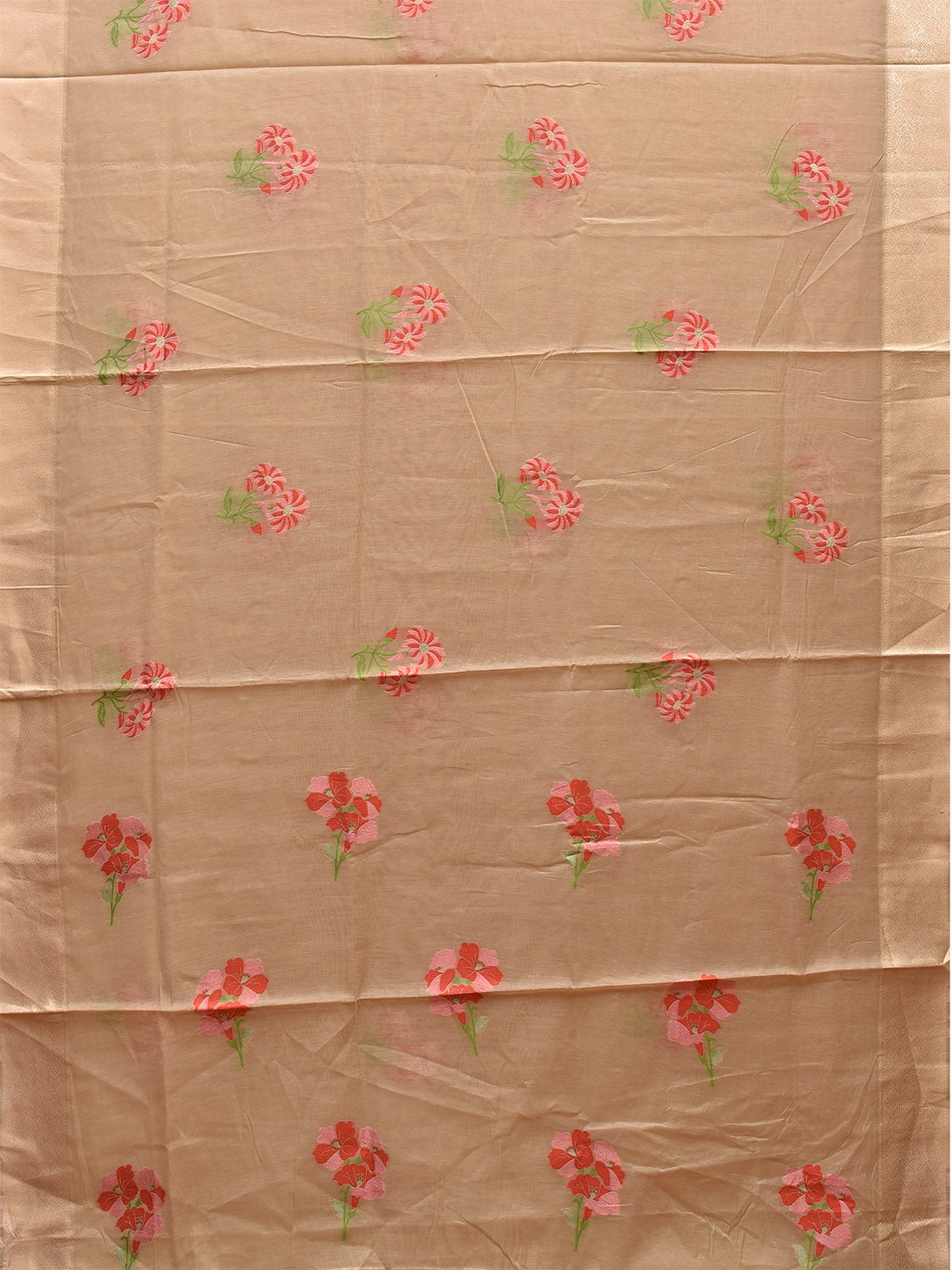 Cream Dhakai Jamdani Cotton Viscose Saree with Body Buta and Floral Pallu Design dj0023