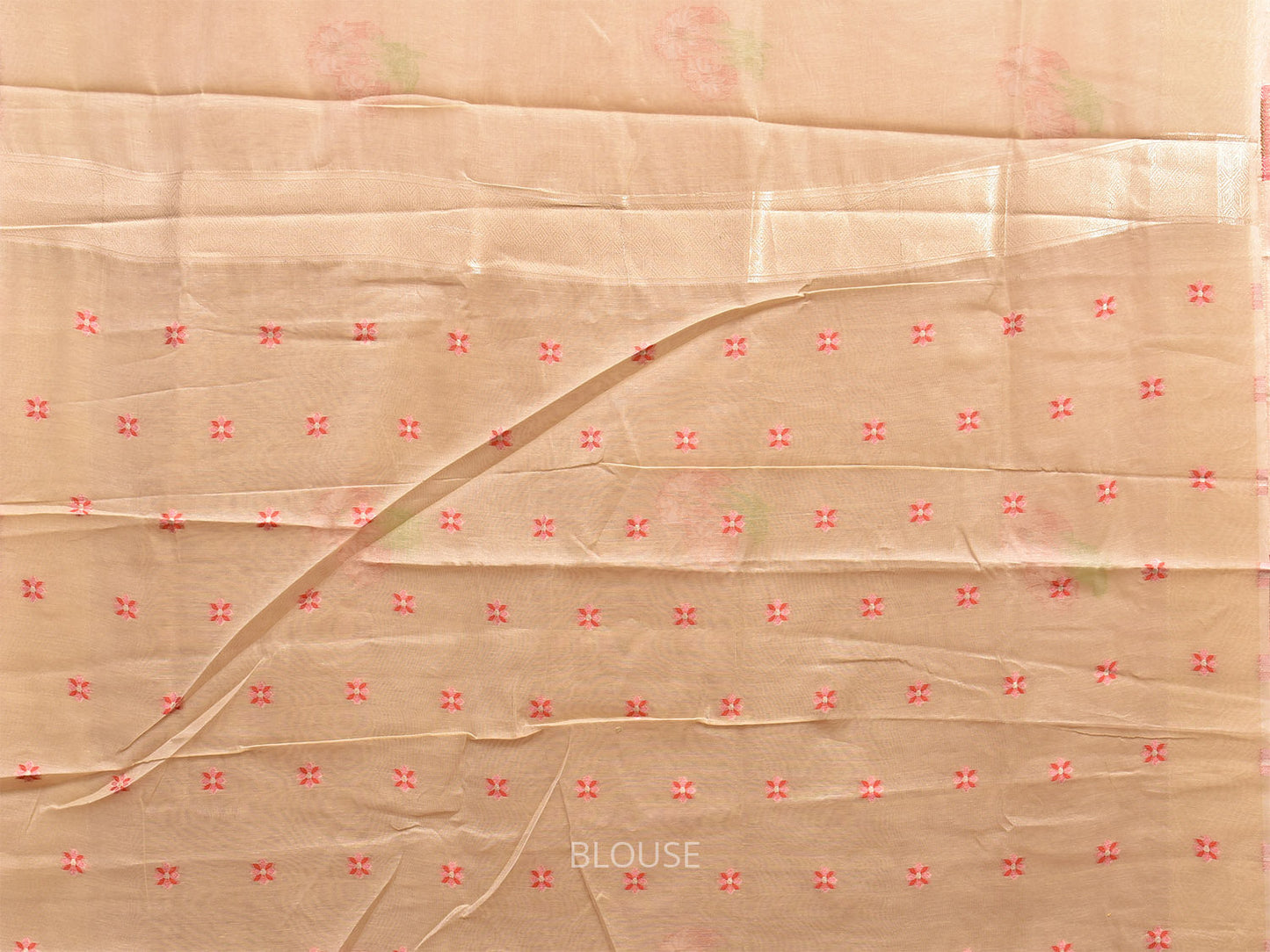 Cream Dhakai Jamdani Cotton Viscose Saree with Body Buta and Floral Pallu Design dj0023