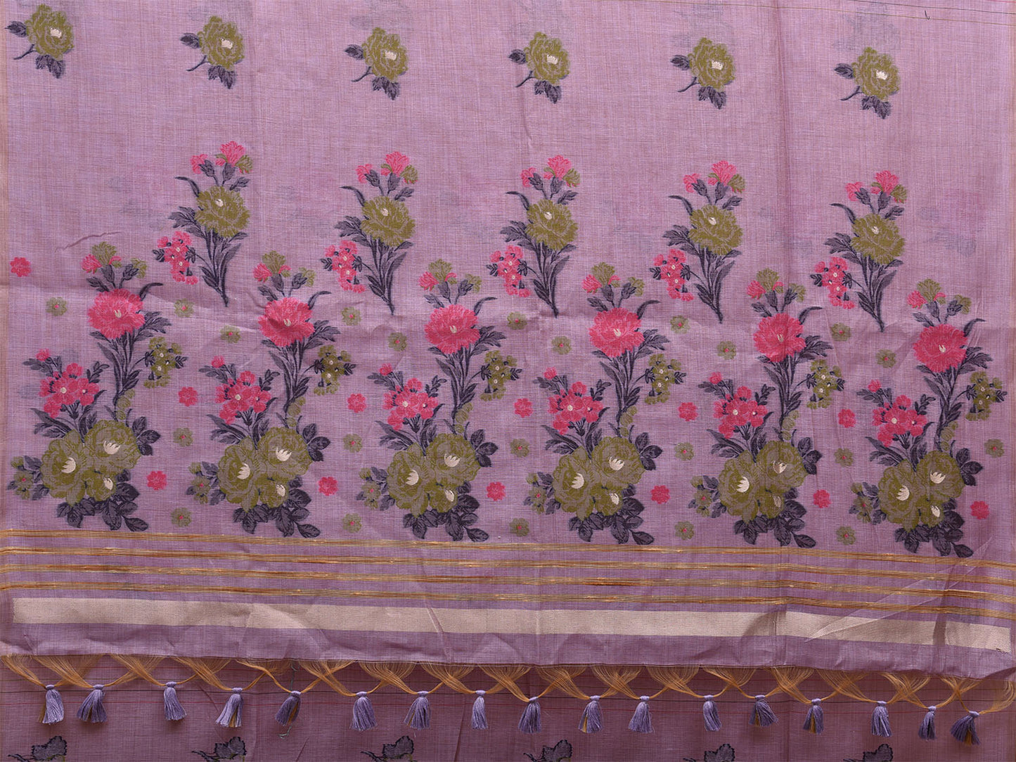 Lavender Dhakai Jamdani Cotton Viscose Saree with Floral Buta and Pallu Design dj0024