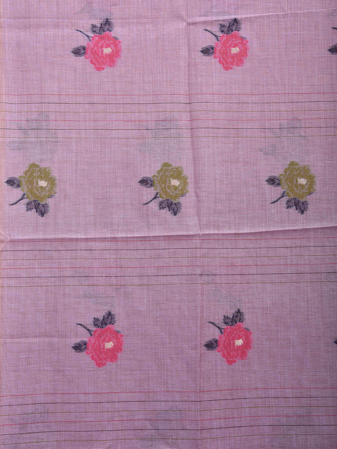 Lavender Dhakai Jamdani Cotton Viscose Saree with Floral Buta and Pallu Design dj0024