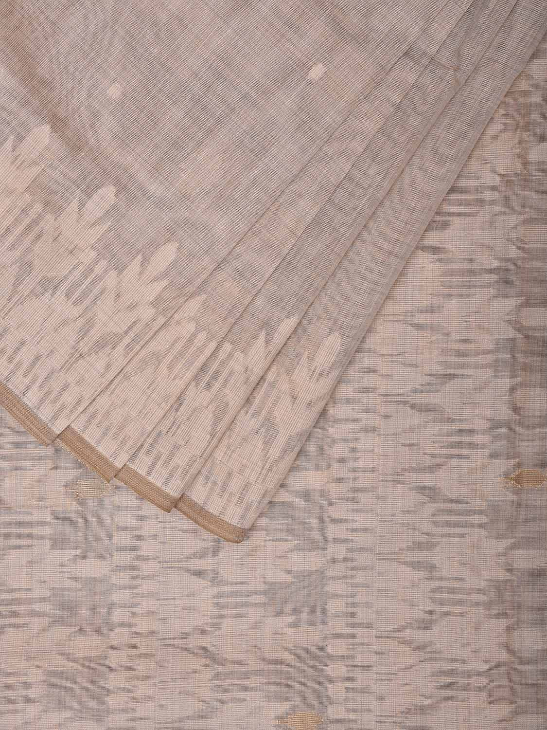 Beige Dhakai Jamdani Cotton Viscose Saree with Pallu and Border Design dj0027