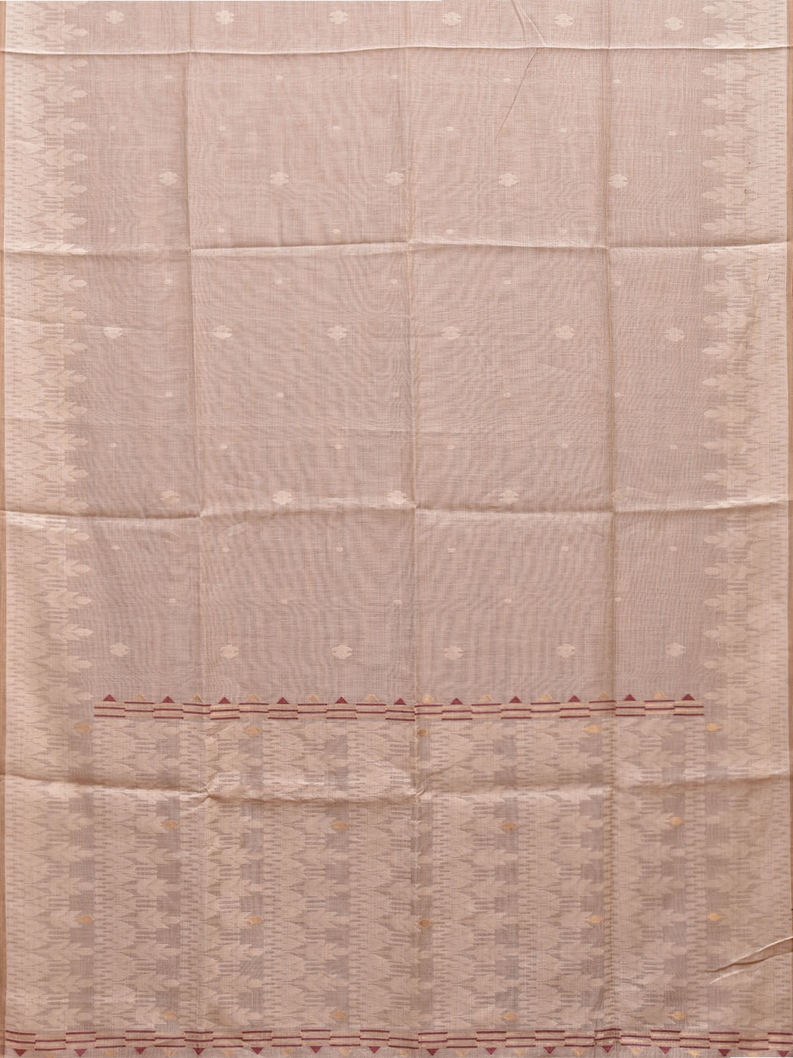 Beige Dhakai Jamdani Cotton Viscose Saree with Pallu and Border Design dj0027