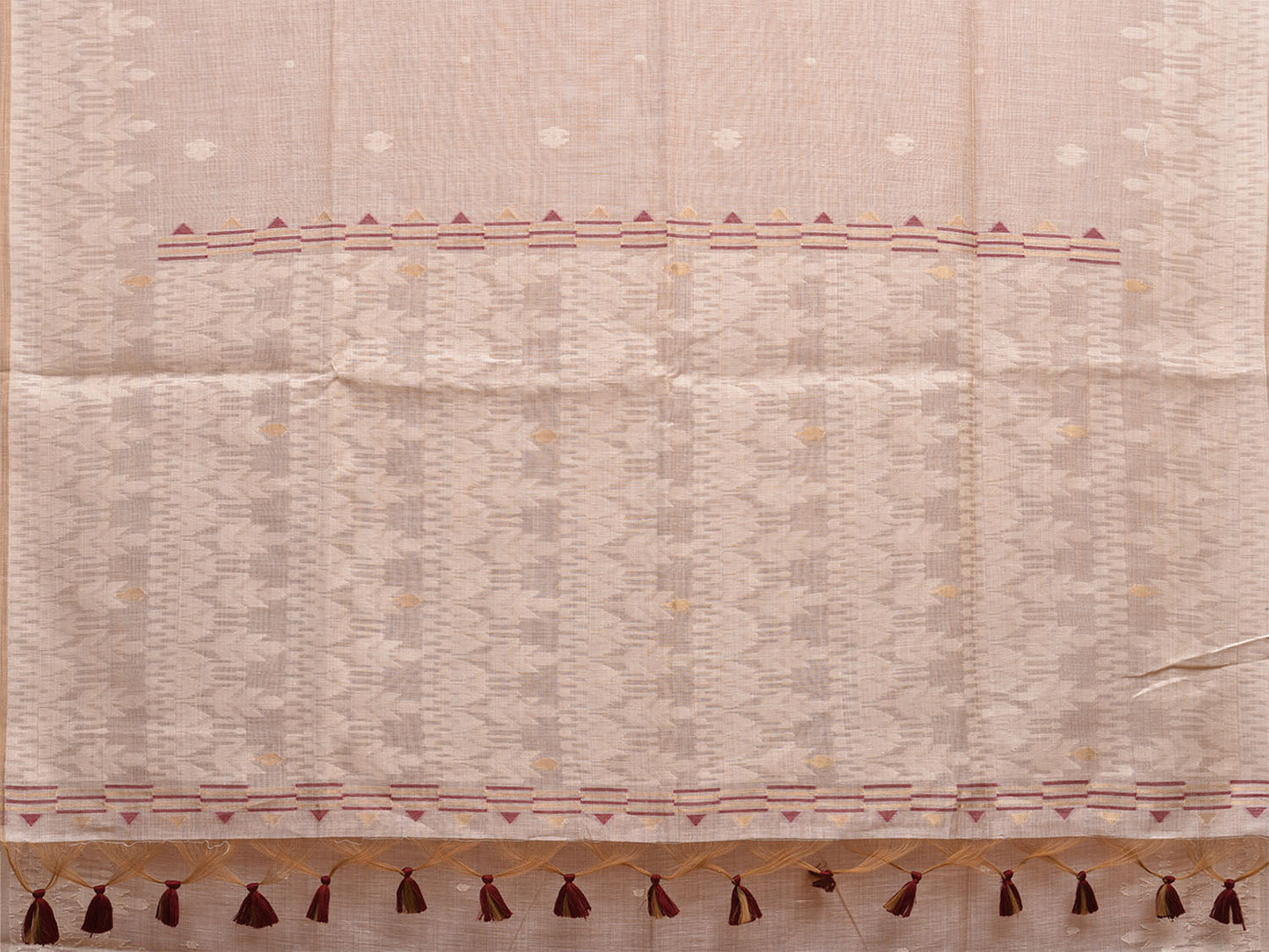 Beige Dhakai Jamdani Cotton Viscose Saree with Pallu and Border Design dj0027