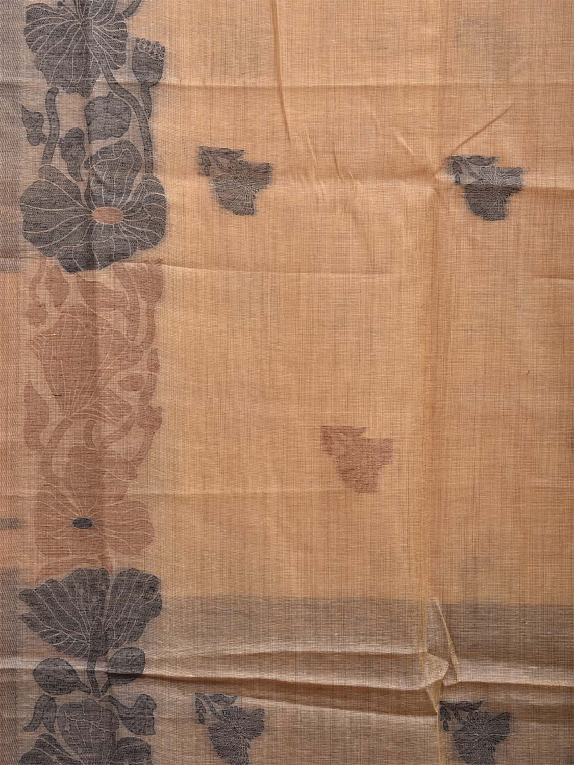 Cream Dhakai Jamdani Cotton Viscose Saree with Floral Border and Pallu Design dj0046