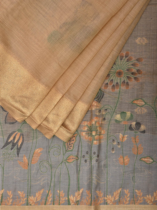 Cream Dhakai Jamdani Cotton Viscose Saree with Body Buta and Floral Pallu Design dj0047