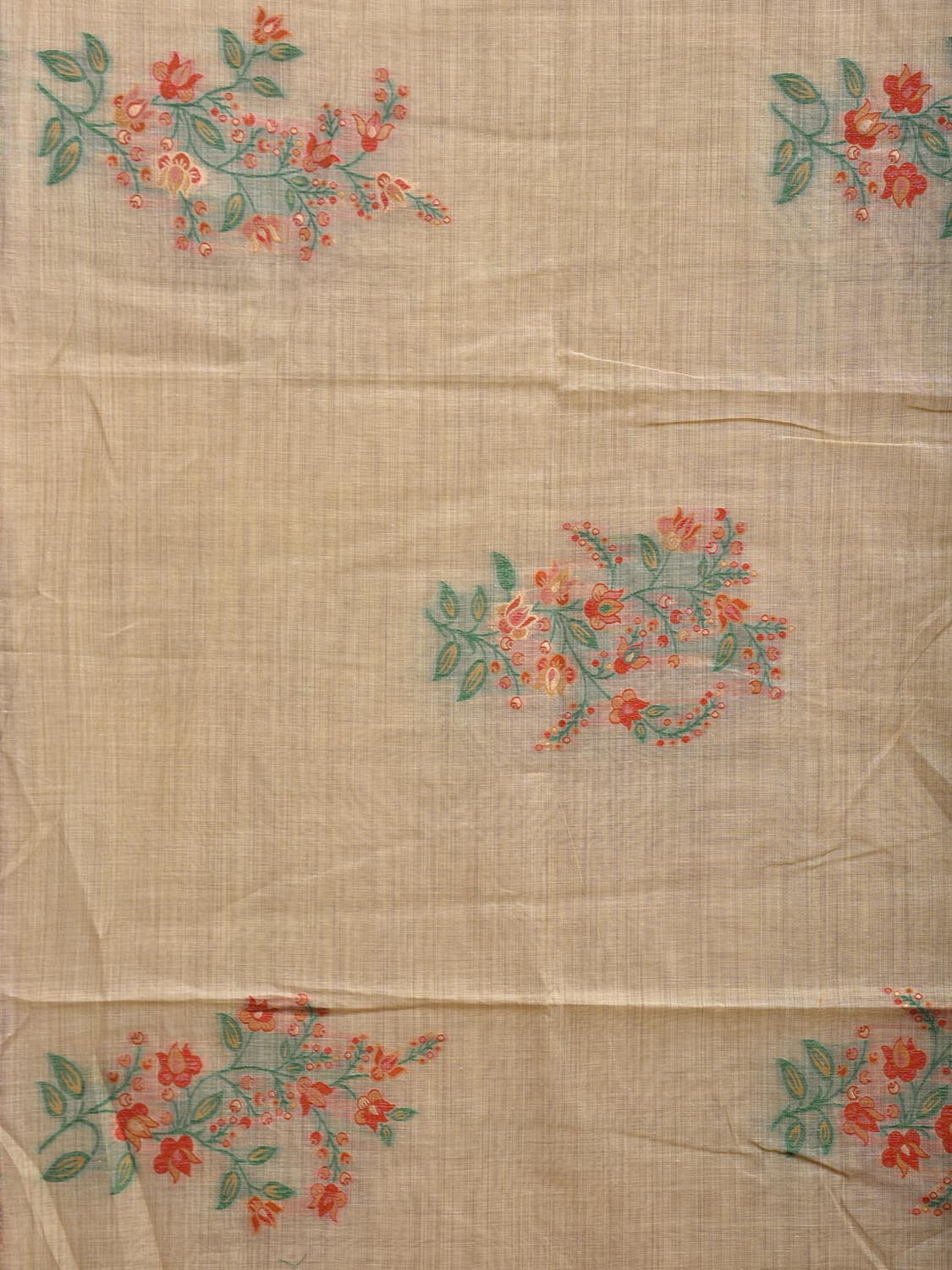 Cream Dhakai Jamdani Cotton Viscose Saree with Floral Buta and Pallu Design dj0050