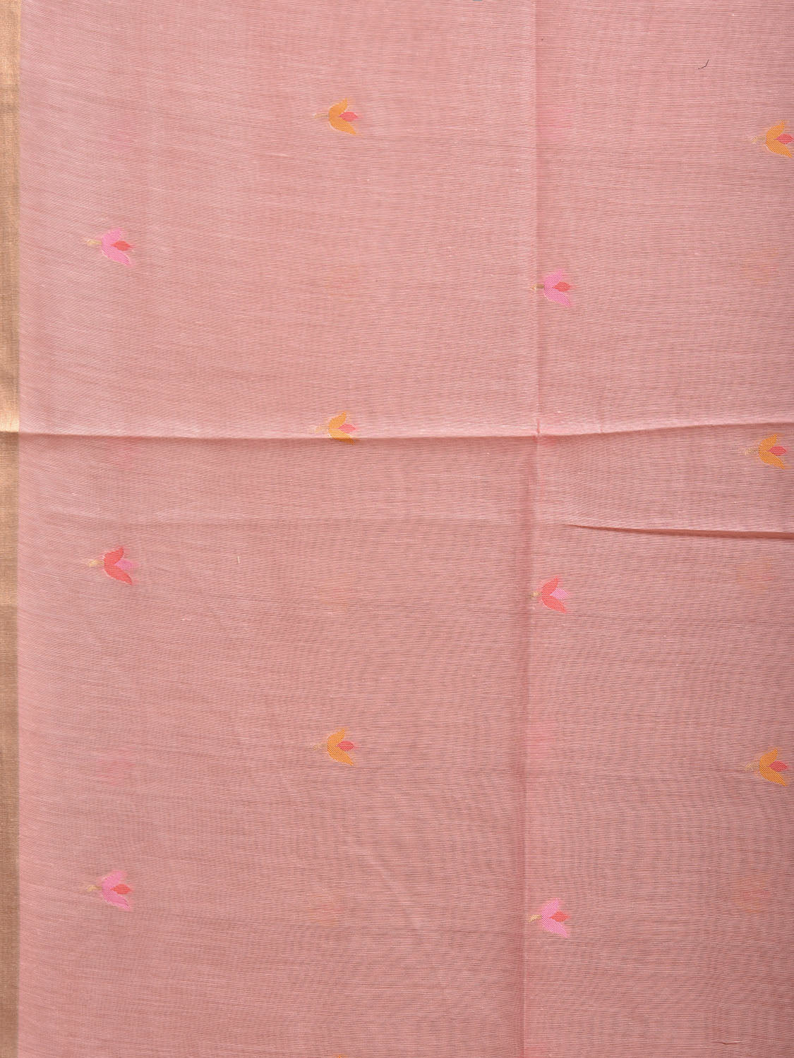 Light Peach Dhakai Jamdani Cotton Viscose Saree with Body Buta and Floral Pallu Design dj0051