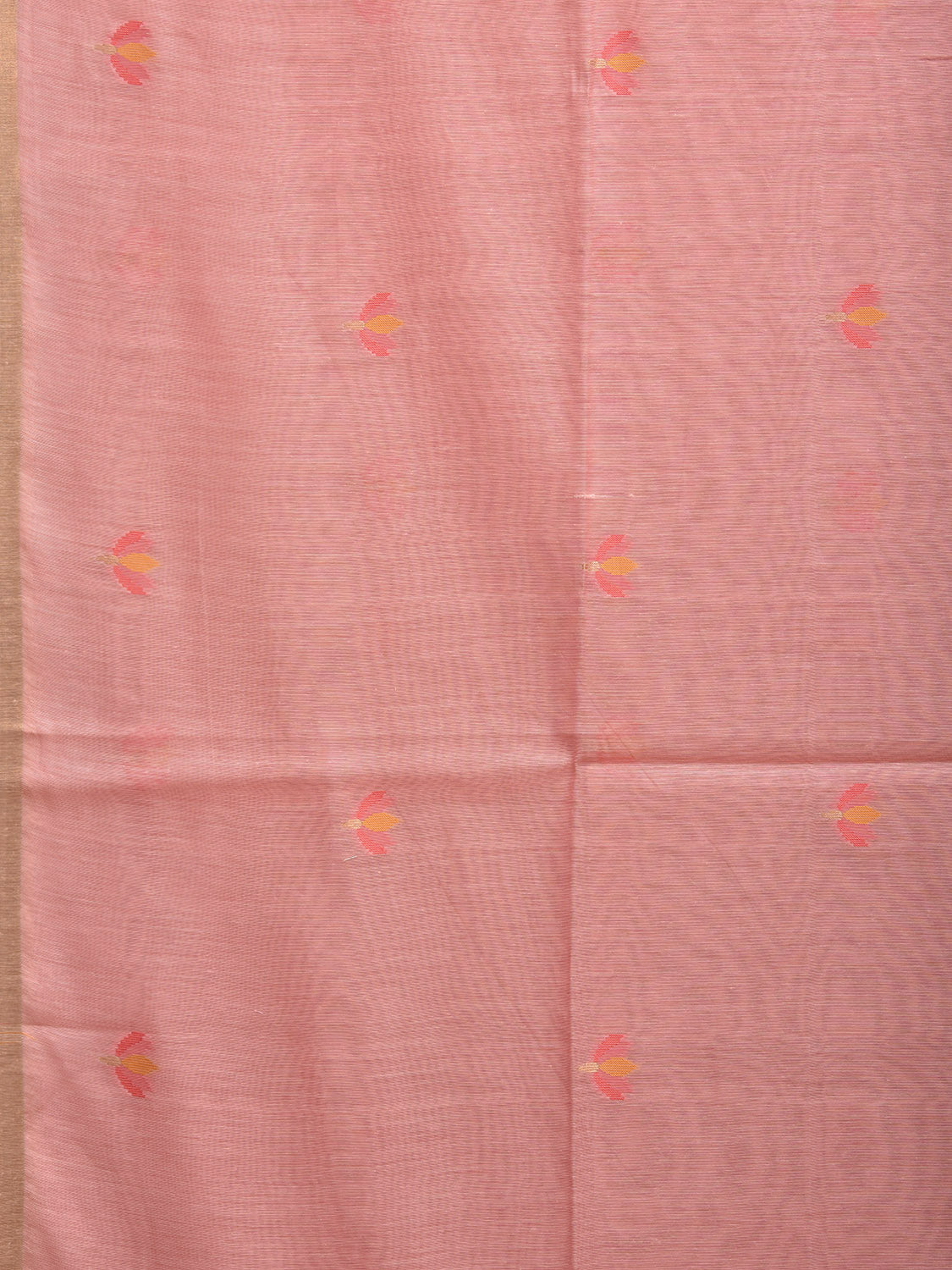 Light Peach Dhakai Jamdani Cotton Viscose Saree with Body Buta and Floral Pallu Design dj0054