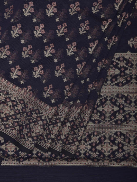 Navy Dhakai Jamdani Cotton Viscose Saree with Body Buta Pallu and Border Design dj0132