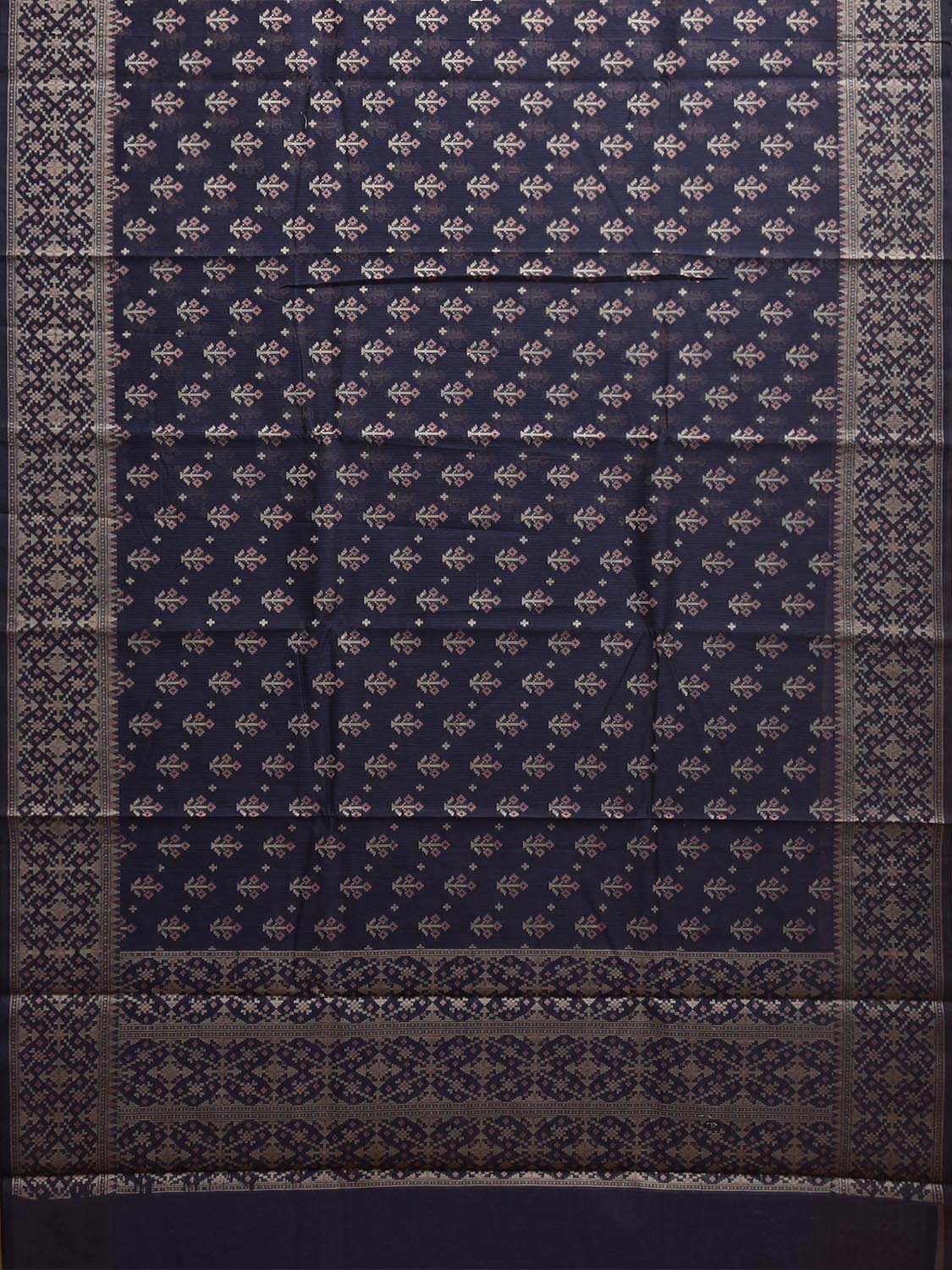 Navy Dhakai Jamdani Cotton Viscose Saree with Body Buta Pallu and Border Design dj0132