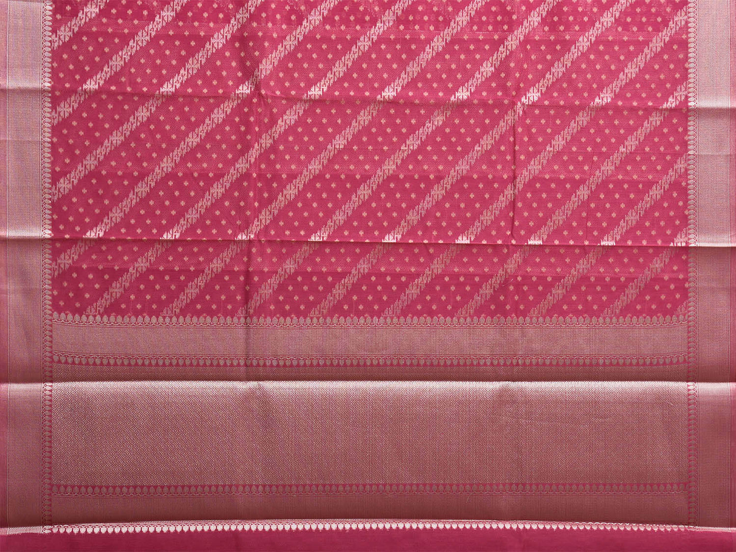 Pink Dhakai Jamdani Cotton Viscose Saree with Diagonal and Border Design dj0135