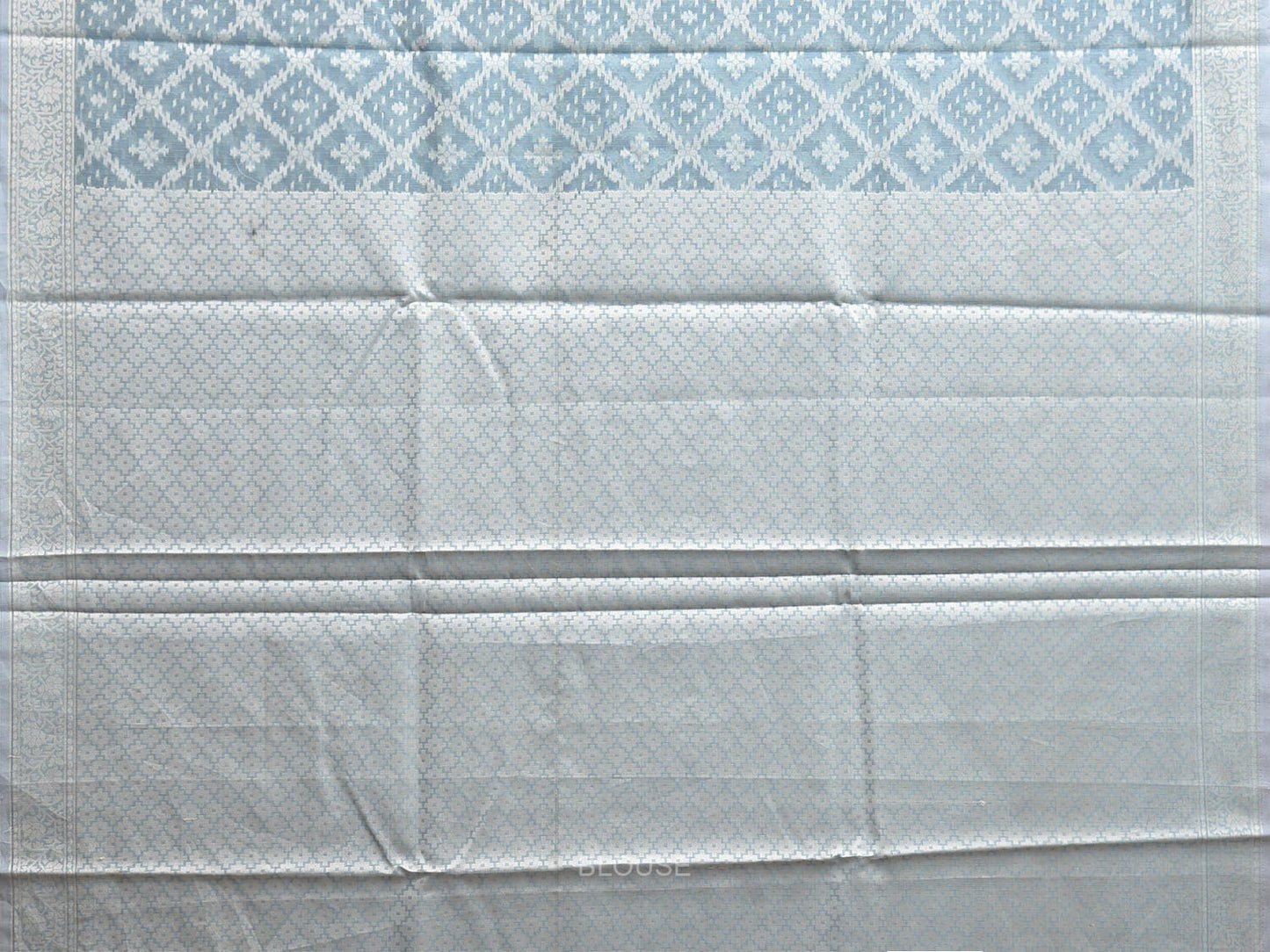 Light Turquoise Dhakai Jamdani Cotton Viscose Saree with Grill Body and Pallu Design dj0140