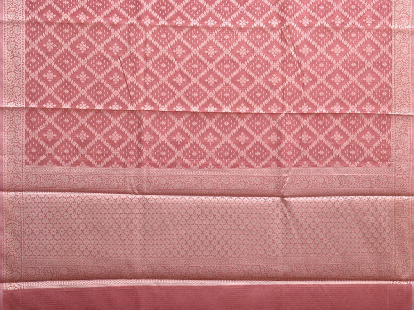 Light Pink Dhakai Jamdani Cotton Viscose Saree with Grill Body and Pallu Design dj0141