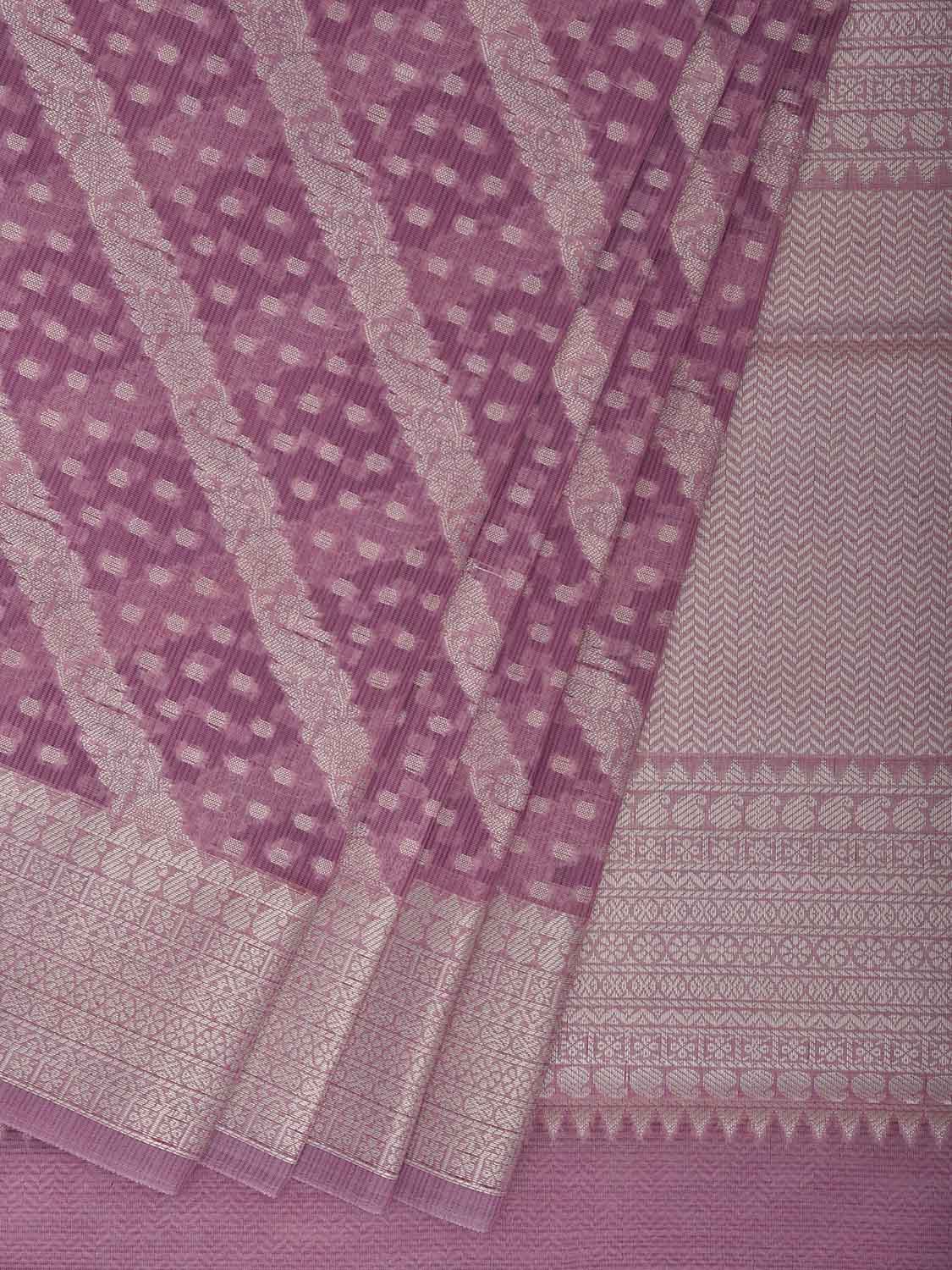Light Purple Dhakai Jamdani Cotton Viscose Saree with Diagonal and Border Design dj0142