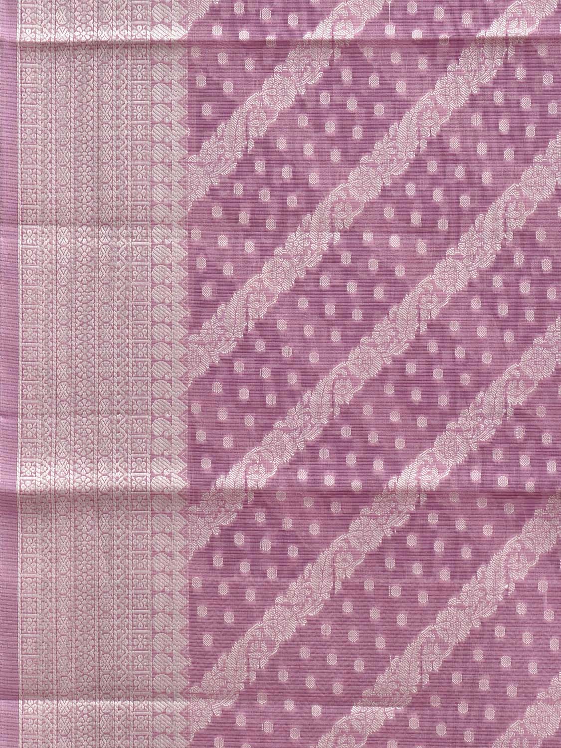 Light Purple Dhakai Jamdani Cotton Viscose Saree with Diagonal and Border Design dj0142