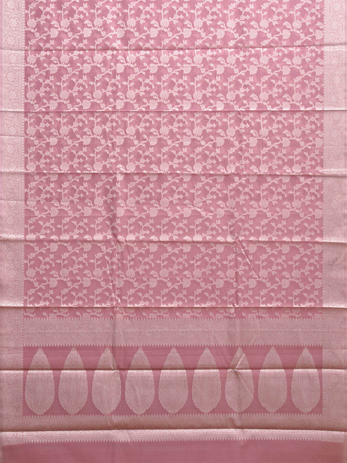 Light Pink Dhakai Jamdani Cotton Viscose Saree with Floral Body and Pallu Design dj0144